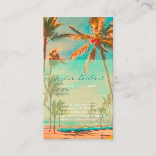 PixDezines Vintage Hawaiian Beach Scene Business Card