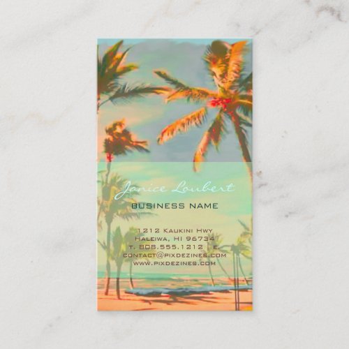 PixDezines Vintage Hawaiian Beach Scene Business Card