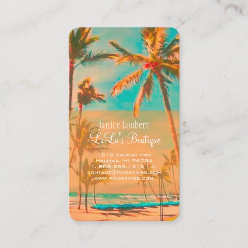 PixDezines Vintage Hawaiian Beach Scene Business Card