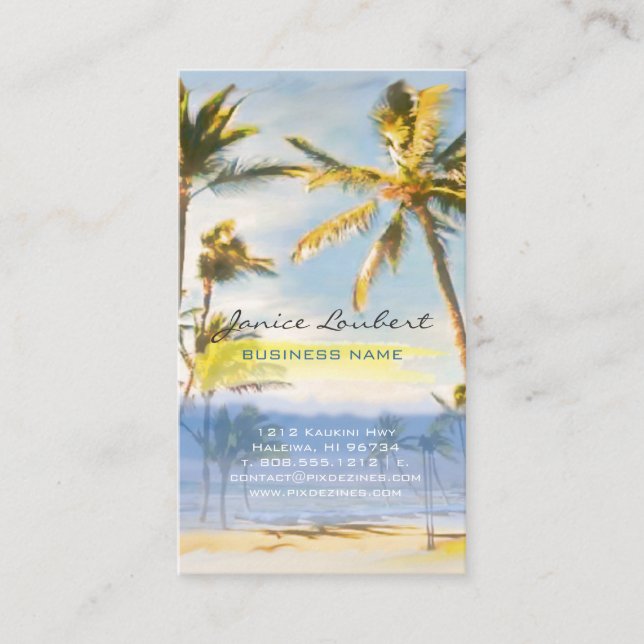 PixDezines vintage hawaiian beach scene Business Card (Front)