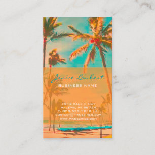 PixDezines Vintage Hawaiian Beach Scene Business Card