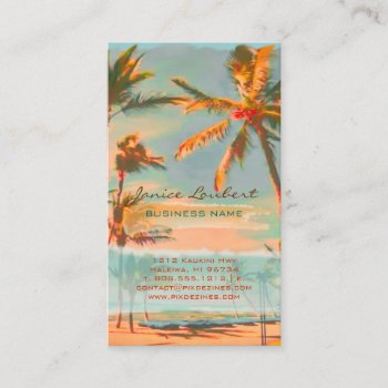 Pixdezines Vintage Hawaiian Beach Scene Business Card by Create_Business_Card at Zazzle