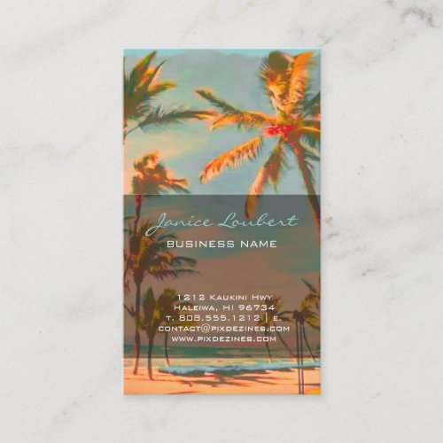 PixDezines Vintage Hawaiian Beach Scene Business Card