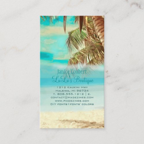 PixDezines Vintage Hawaiian Beach Scene Business Card