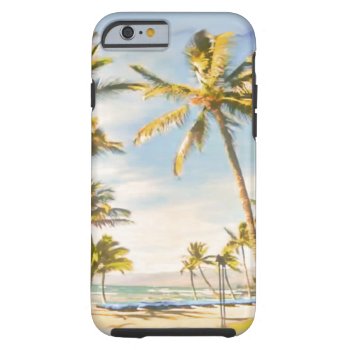 Pixdezines Vintage Hawaiian Beach Scene/ Tough Iphone 6 Case by iphone_skins at Zazzle