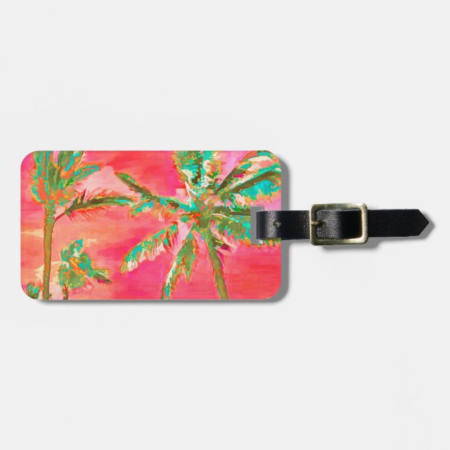 PixDezines vintage hawaiian beach scene/coral Luggage Tag (Front Horizontal)
