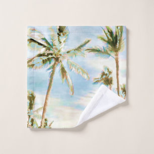 PixDezines Vintage Hawaiian Beach/Sky Blue Bath Towel Set