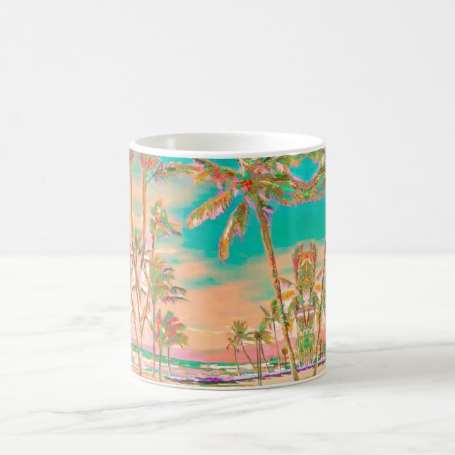 PixDezines Vintage Hawaiian Beach/Teal Coffee Mug (Center)