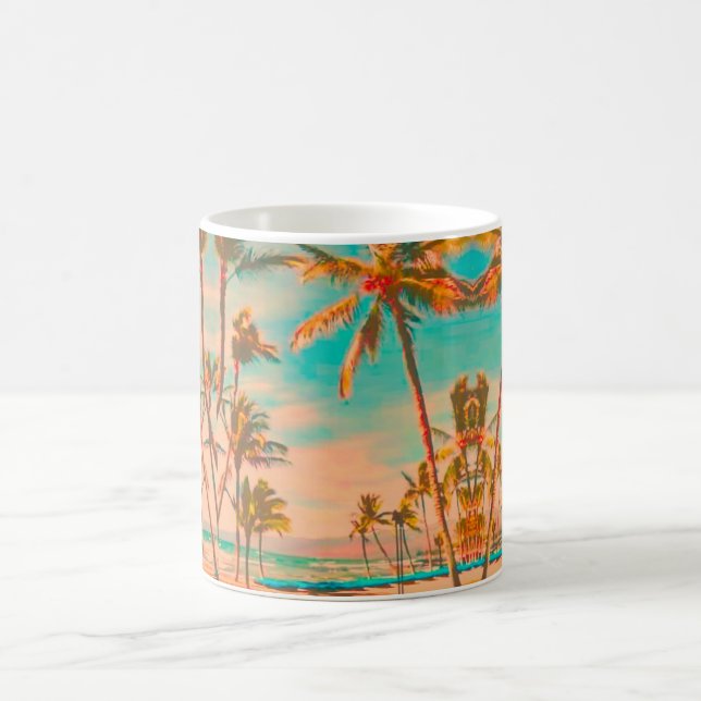 PixDezines Vintage Hawaiian Beach/Teal Coffee Mug (Center)