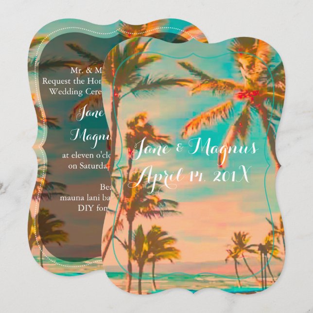 PixDezines vintage hawaiian beach/teal Invitation (Front/Back)