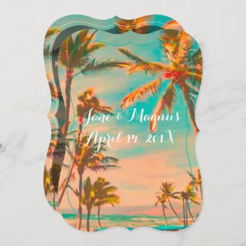 Pixdezines Vintage Hawaiian Beach/teal Invitation by custom_stationery at Zazzle