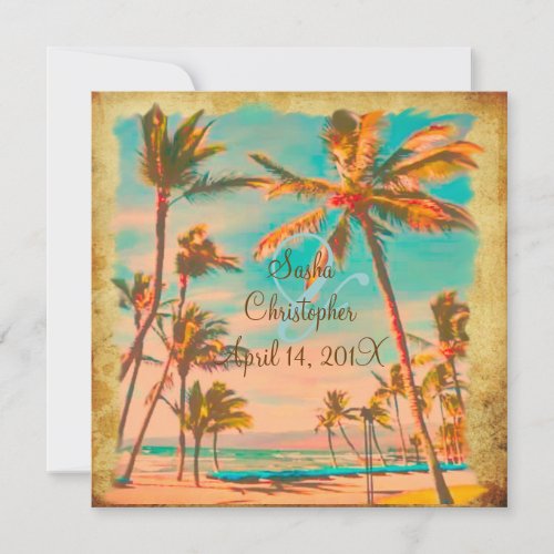 PixDezines vintage hawaiian beachteal Invitation