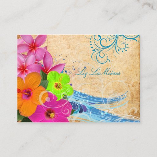 Customizable PixDezines vintage hula waves Business Card Template