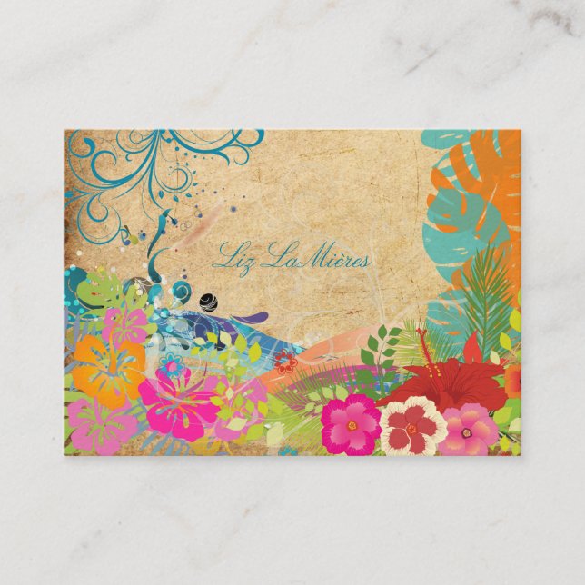 PixDezines vintage hula waves Business Card (Front)