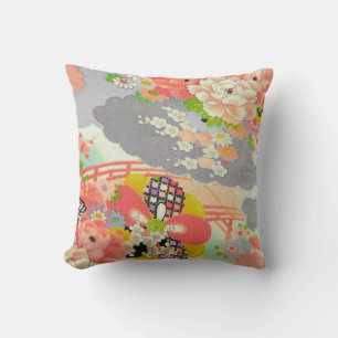 PixDezines Vintage Kimono Prints Throw Pillow