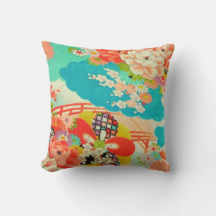 PixDezines Vintage Kimono Prints Throw Pillow