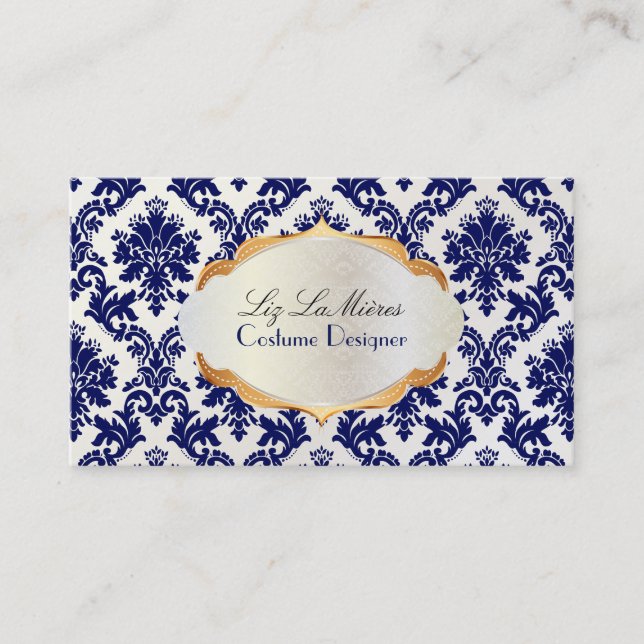 PixDezines vintage la paloma damask Business Card (Front)