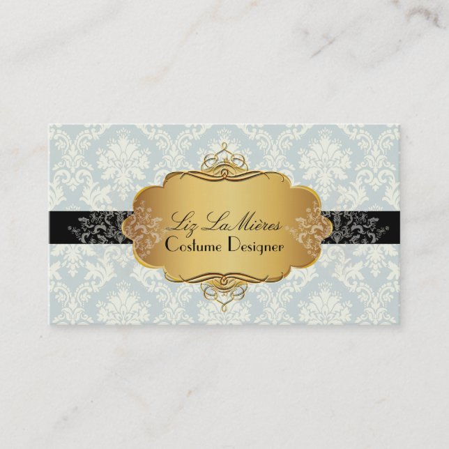 PixDezines vintage la paloma damask Business Card (Front)