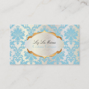 PixDezines vintage la paloma damask/sky blue Business Card