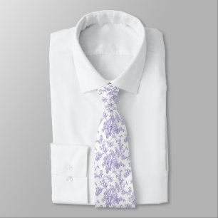 PixDezines Vintage Lavender Purple Toile Roses Neck Tie