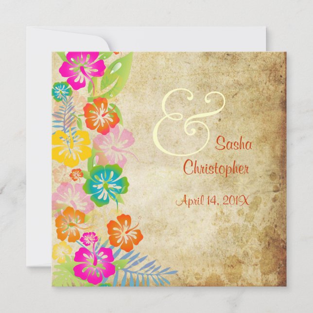 PixDezines vintage/leis/luau/hibiscus Invitation (Front)