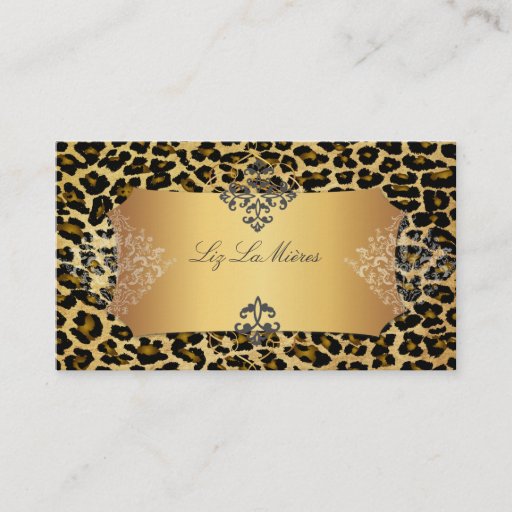 Customizable PixDezines Vintage leopard+damask Business Card