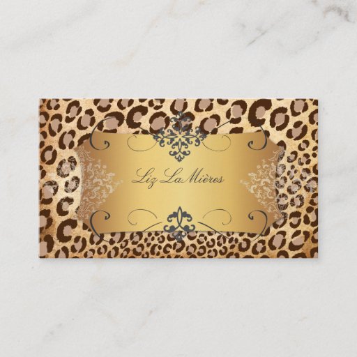 Customizable PixDezines Vintage leopard + lace damask Business Card Templates