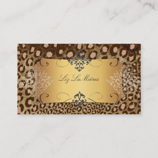 Customizable PixDezines Vintage leopard+lace/faux parchment Business Cards