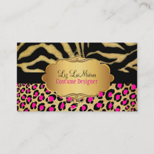 PixDezines VINTAGE LEOPARD+ZEBRA+FAUX+GOLD+LABEL Business Card