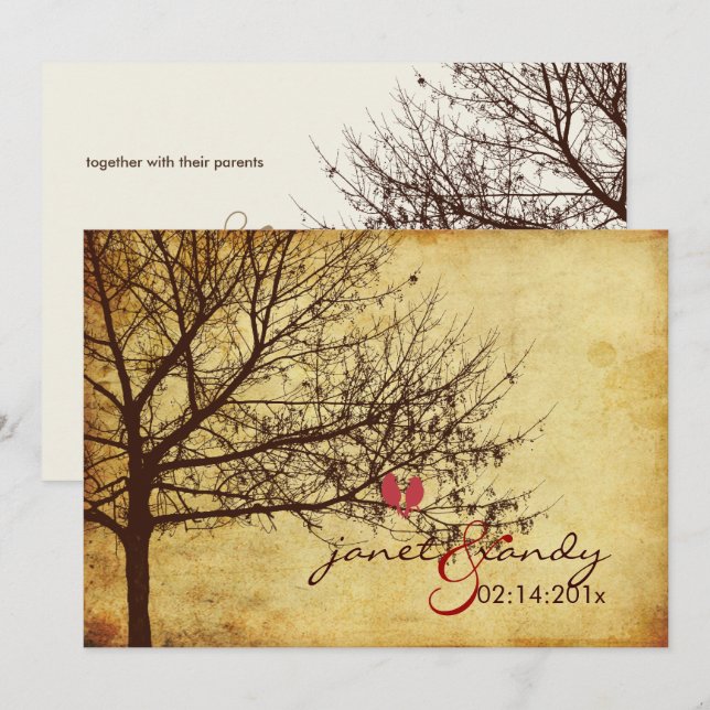 PixDezines VINTAGE LOVE BIRDS Invitation (Front/Back)