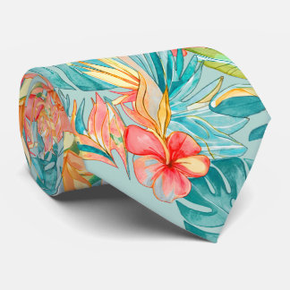 PixDezines Vintage Lush H2 Hawaii Floral Foliage Neck Tie