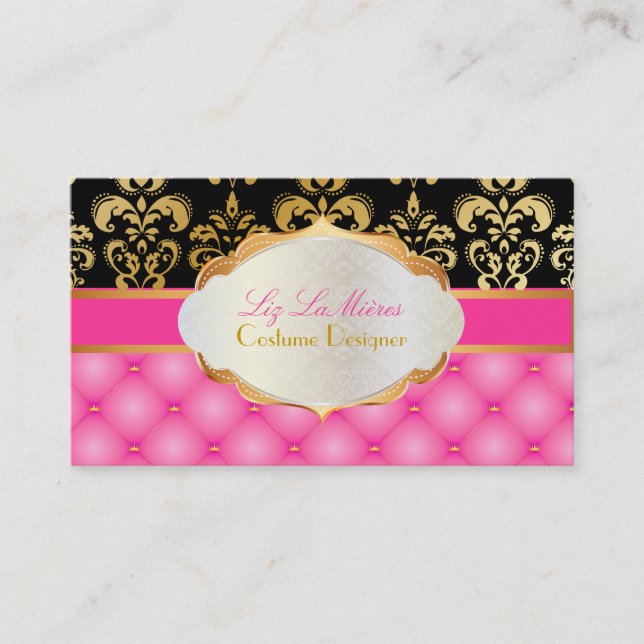 PixDezines vintage lys damask Business Card (Front)