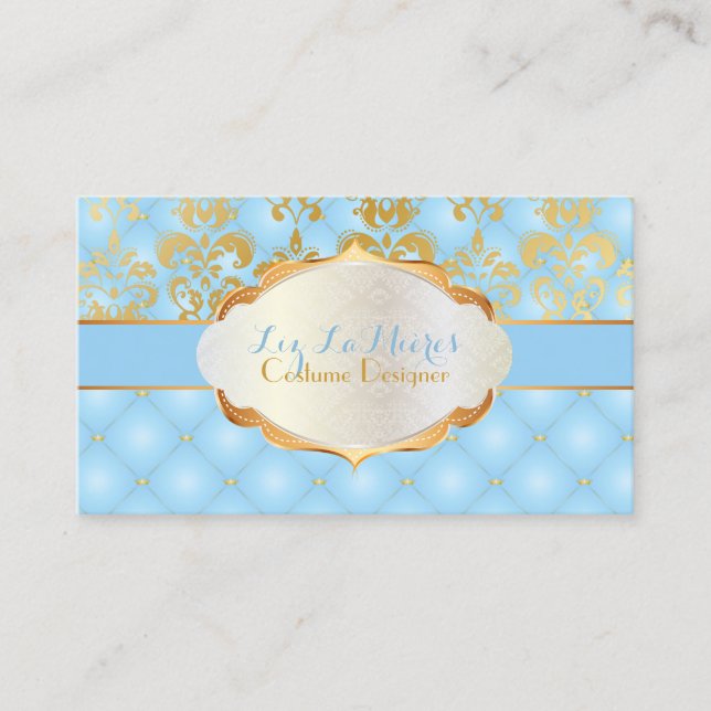 PixDezines vintage lys damask Business Card (Front)