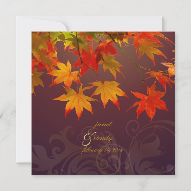 PixDezines vintage maple leaves/fall event Invitation (Front)