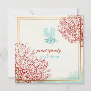PixDezines vintage maui coral+seahorse, beach Invitation