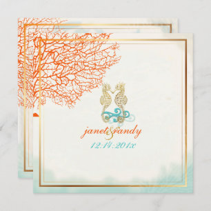 PixDezines vintage maui coral+seahorse, beach Invitation