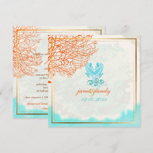 PixDezines vintage maui coral+seahorse, beach Custom Announcement
