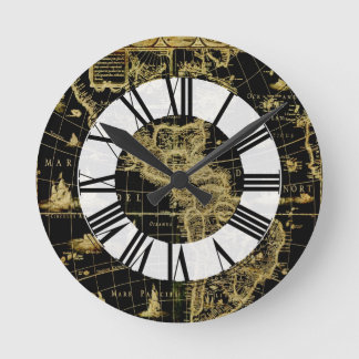 PixDezines vintage nautical map Round Clock