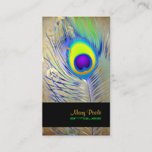 PixDezines vintage peacock+filigree swirls Business Card
