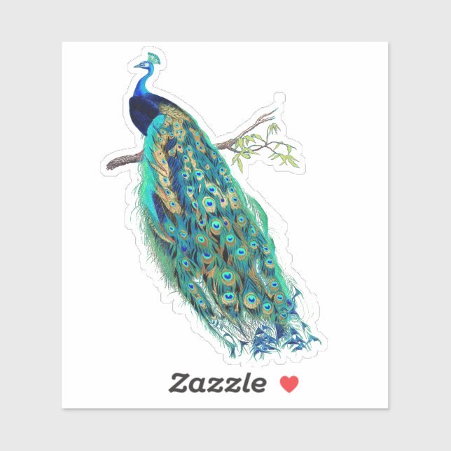PixDezines Vintage Peacock Green Blue+Gold Sticker (Sheet)