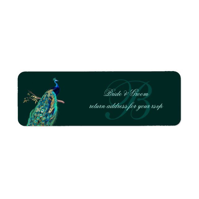 PixDezines Vintage Peacock Illustration Label (Front)