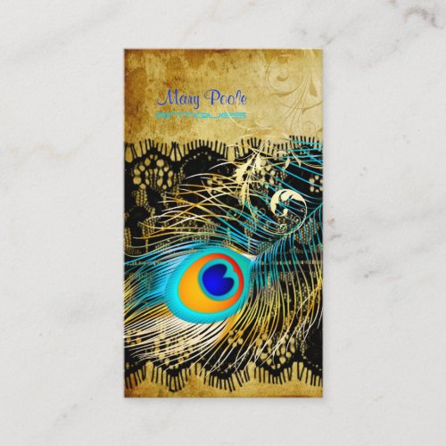 PixDezines vintage peacock+lace/diy fonts Business Card