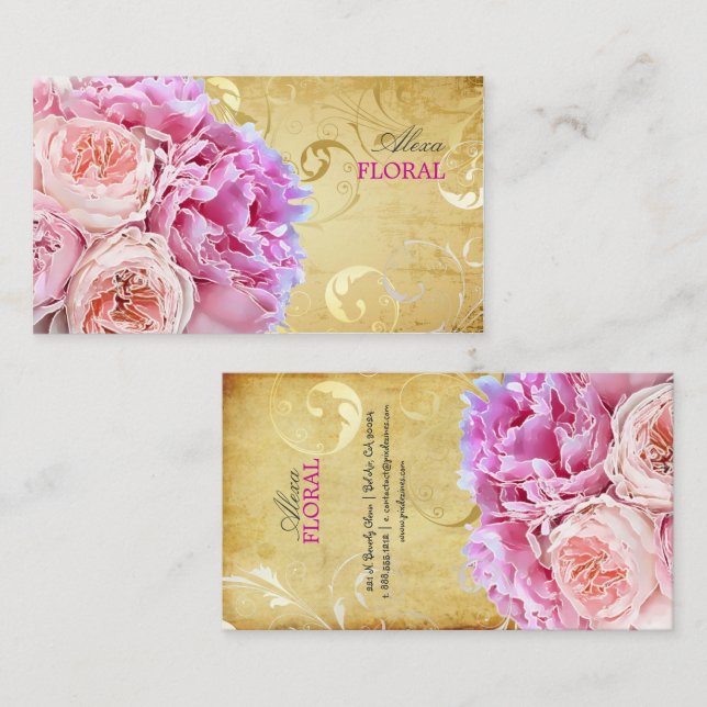 PixDezines vintage peonies bouquets/diy background Business Card (Front/Back)