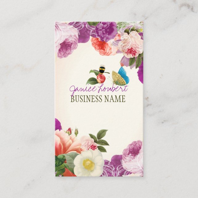 PixDezines vintage peonies/DIY background Business Card (Front)