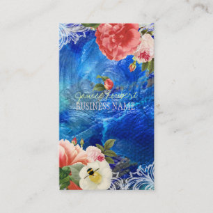 PixDezines vintage peonies/faux metallic Business Card