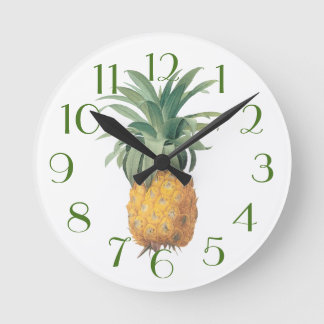 PixDezines Vintage Pineapple/DIY Color/Font Round Clock