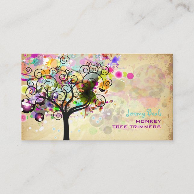 PixDezines Vintage/pink Grunge Tree Trimmers ♥♥♥ Business Card (Front)