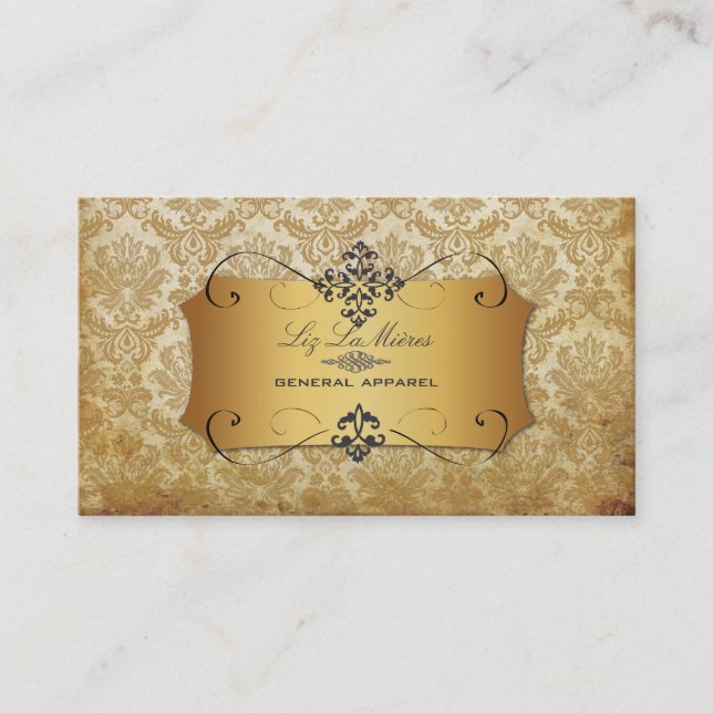 PixDezines vintage piqué damask Business Card (Front)