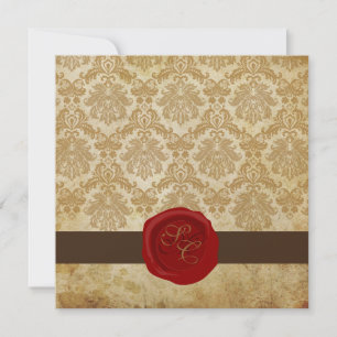 PixDezines Vintage+Pique Damask+Wax Seal Invitation