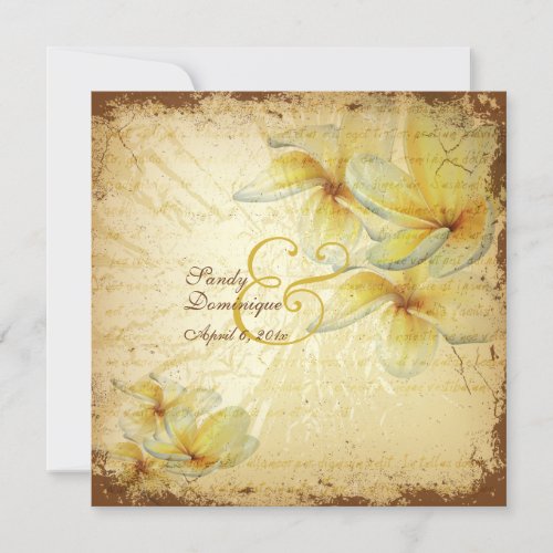 PixDezines Vintage Plumeria Personalized Invitations